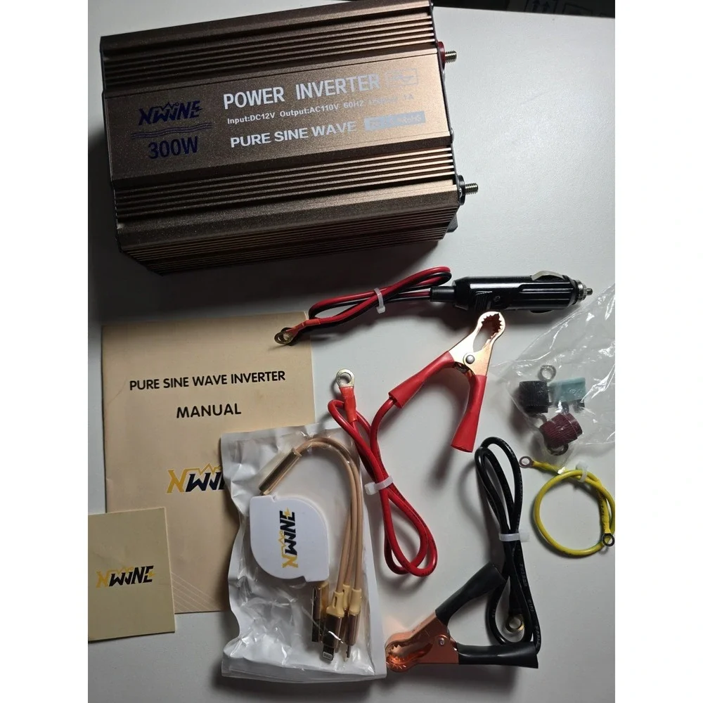 NWJNE 300W Power Inverter Pure Sine Wave DC12v AC110v‎ 60HZ USB5v
